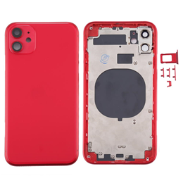 For iPhone 11 Back Housing Cover with SIM Card Tray & Side keys & Camera Lens-Red