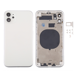 For iPhone 11 Back Housing Cover with SIM Card Tray & Side keys & Camera Lens-White