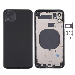 For iPhone 11 Back Housing Cover with SIM Card Tray & Side keys & Camera Lens-Black