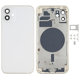 Back Housing Cover with SIM Card Tray & Side Keys & Camera Lens for iPhone 12- White